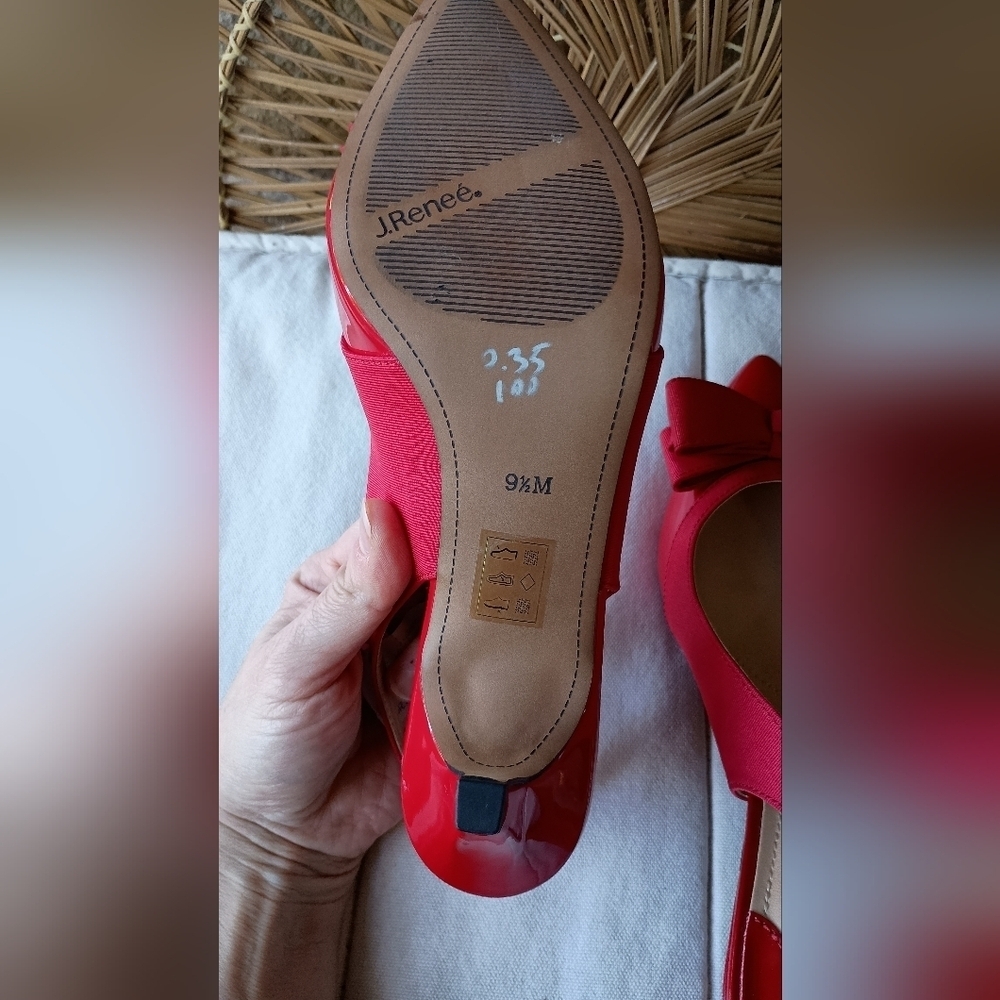 J.Renee Vibrant Red Bow Slingback Heels_9.5 - Picture 3 of 7